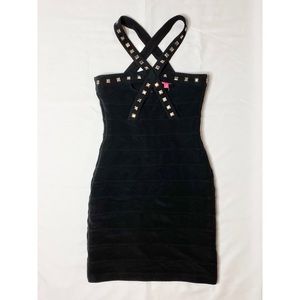 NWT WALTER BAKER Black Studded Bodycon Dress, XS